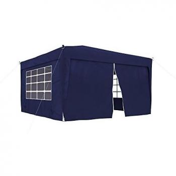 JAROLIFT Pabellón Gazebo - Carpa de Jardín plegable 3x3 m, Premium, incluye partes laterales: 2x puerta y 2x ventana, azul