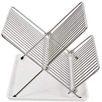 Sauvic Plegable Escurreplatos, Acero Cromado, Blanco