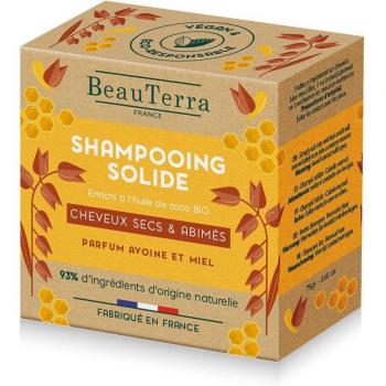 Champú Sólido Beauterra para Cabello Seco y Estropeado con Miel y Avena 75g Organic