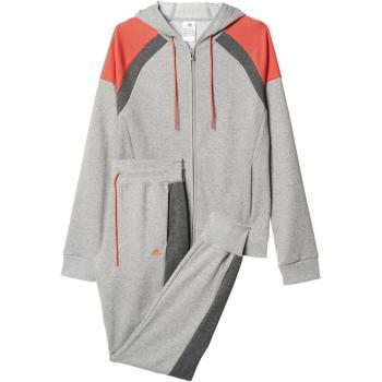 adidas Young Cott Suit - Chándal para mujer, color gris/naranja