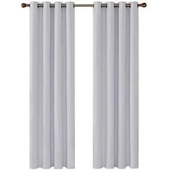 Deconovo Cortinas Termicas Aislantes Dormitorio Decoración Ventanas para Habitacion Moderna con Ojales de Metal 2 Piezas 140 x 280 cm Gris Blanco
