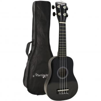 Ukulele Soprano Martin Smith Negro con Funda, Libro de Acordes, Cuerdas de Repuesto y Púas