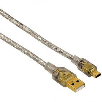 Hama - USB 2.0 Cable de conexión, A-Plug - Mini B-Plug, 1.8 m, Transparent, USB, USB-Mini B, 480 Mbit/s, 1.8 m, Gris