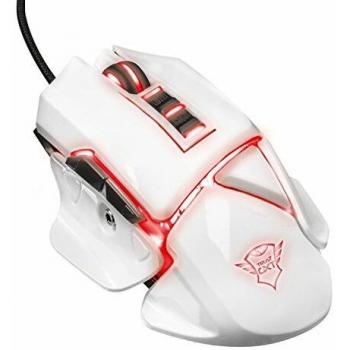 Trust GXT 154 Falx - Ratón Gaming Iluminado con Pesos Ajustables, Blanco