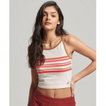 Camiseta surfera sin mangas Vintage blanca para mujer de Superdry