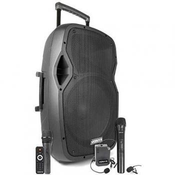 Bafle portatil PA Profesional 15 800W con Mando a Distancia, Puerto USB Integrado y Lector SD Card para Reproducir ficheros MP3. Este Sistema Todo en uno Viene Equipado con un Receptor Bluetooth pa