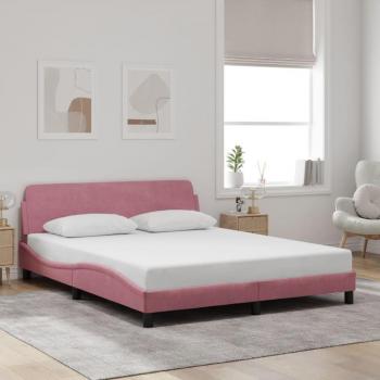 Cabecero de cama con cabecero sin colchón Rosa 160x200 cm Terciopelo