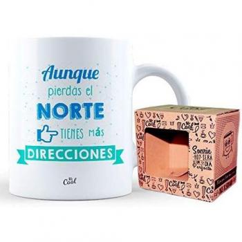 Mr Cool Taza en Caja Regalo en Mensaje Aunque Pierdas el Norte Tienes Más Direcciones, Cerámica, Multicolor, 15x10x5 cm