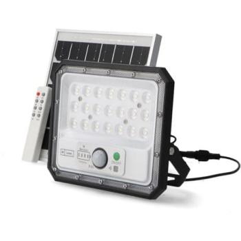 Foco Proyector LED Solar Profesional 50W IP66 con Sensor Crepuscular y Control Remoto para Jardín y Exterior