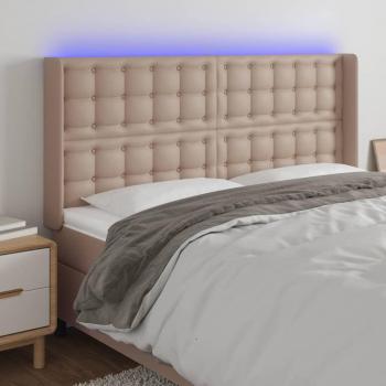 Cabecero LED Cappuccino 147x16x111/128 cm en cuero sintético