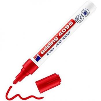 edding 4095 marcador de tiza - rojo - 1 rotulador de tiza - punta redonda 2-3 mm - rotuladores para cristal borrables - para pizarras, vidrio y espejos - tiza líquida de cobertura opaca