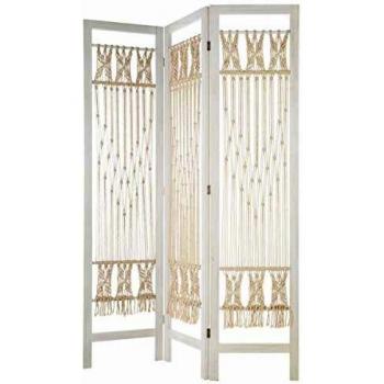 Biombo de Macramé Blanco - 120 cm Ancho x 2,1 m Profundidad x 1,7 m Alto