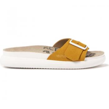 Sandalias de Mujer Vegtus Thar Mostaza - Sandalias cómodas, diseño moderno, color mostaza, material sintético, suela antideslizante, plantilla acolchada