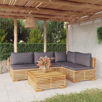 vidaXL 5-Piece Garden Lounge Set with Cushions Solid Teak Wood