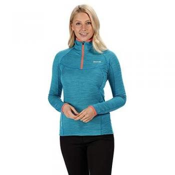 Regatta Womens Yonder Quick Drying Zip Neck Wicking Long Sleeve Top Polos/Camisetas, Mujer, Azul petróleo, Size: 18