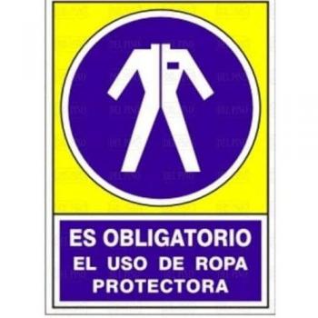 DUVER - SEÑAL 643 PLÁSTICO 345x245 ''OBLIGATORIO USO ROPA PROTECTORA''