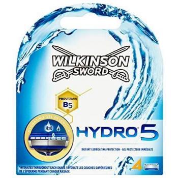 Wilkinson Sword Hydro 5 - Cargador de 4 recambios de cuchillas de afeitar de cinco hojas Wilkinson Hydro 5 con dosificador de gel para máxima hidratación.