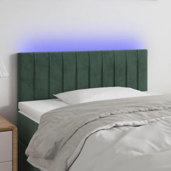 Cabecero LED de terciopelo verde oscuro 90x5x78/88 cm en cuero