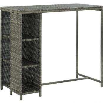 vidaXL Bar Table with Storage Rack Grey 120x60x110 cm Poly Rattan