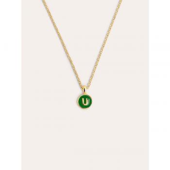 Collar Singularu Letter Rainbow Enamel Plata Baño Oro - Letra U