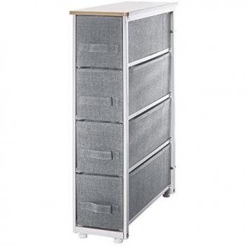 Cajonera Estrecha de Tela Gris Claro con 5 Compartimentos, Dimensiones 73.5x48x20cm