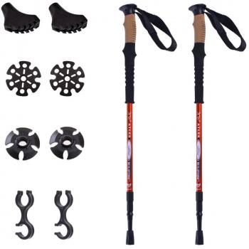 ATLES Par de bastones de trekking, palos de aleación de aluminio ultraligero de 3 secciones retráctiles, ajustables de 65 a 135 cm para escalada al aire libre con bolsa de transporte