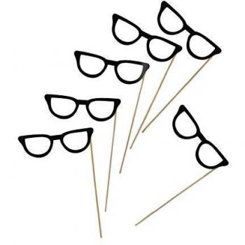 Generique - 6 Gafas Negras photocall 13 cm