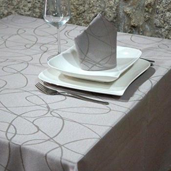 Luxury plata - Mantel anti manchas Tratamiento - grande - REF. Líneas, Plateado, 59 x 157