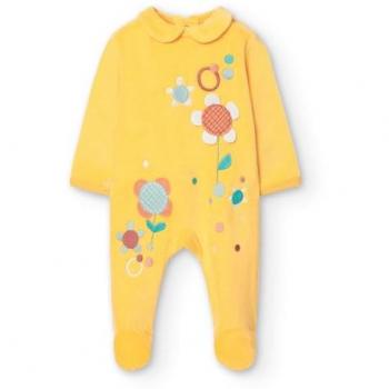 Pelele de bebé niña de terciopelo con estampado floral Boboli