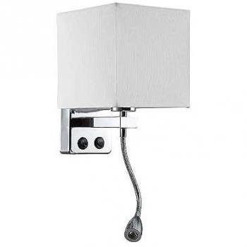 Aplique Doble Encendido 3W 4000K Cromo con Pantalla Blanca 285LM 38x17x20cm