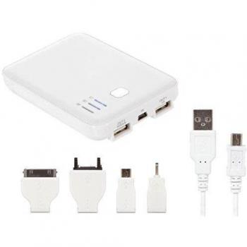 Kit Power Junkie - Cargador de emergencia con doble puerto USB y cuatro clavijas, 5000 mAh, blanco