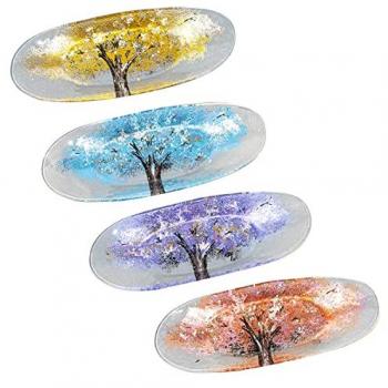 Plato Árbol Abstracto Multicolor - Pack 4 Unidades Decorativas (3x13x35 cm)