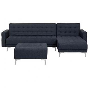 Sofá Esquinero Modular 4 Plazas con Chaise Longue Izquierda de Tela Gris Oscuro Aberdeen