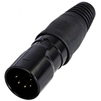 Conector de cable XLR de 5 pines Rean RCX5M-Z-002-1, IP65, carcasa de cromo negro, articulado