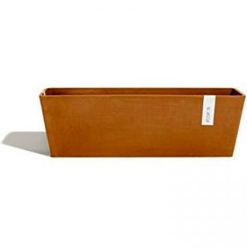 Maceta rectangular moderna de plástico reciclado Ecopots Bruges para interior y exterior, acabado en terracota, 21,6 x 6,7 x 6,7 cm