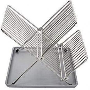 Sauvic Plegable Escurreplatos, Acero Cromado, Gris