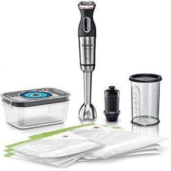 Bosch MaxoMixx MS8CM61V1 - Batidora de mano con envasador al vacío y accesorios, potencia 1000 W, 12+1 velocidades, color acero