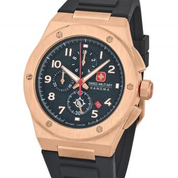 Reloj Cronógrafo Suizo Militar Hanowa Sonoran SMWGO2102030 - 43mm, Silicona Negra, Resistencia 10ATM