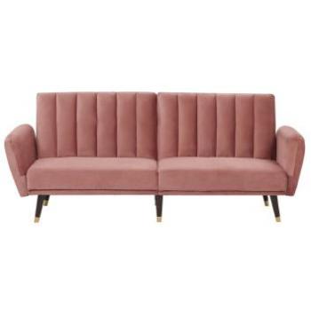 Sofá Cama Convertible de Terciopelo Rosa Elegante Vimmerby 3 Plazas