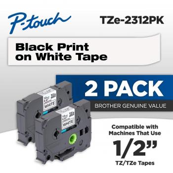 Brother TZE-231TWIN PACK LAMINATED TAPE BLACK ON WHITE 12MM 8M - ZTZE231TWINU1