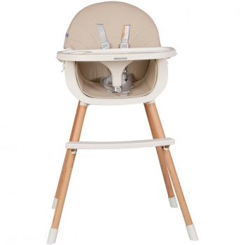 Kikkaboo Trona 2 En 1 Nutri Wood - Trona convertible en silla, estructura de madera, asiento acolchado y lavable, respaldo ajustable en varias posiciones, bandeja extraíble y regulable en profundidad, apt