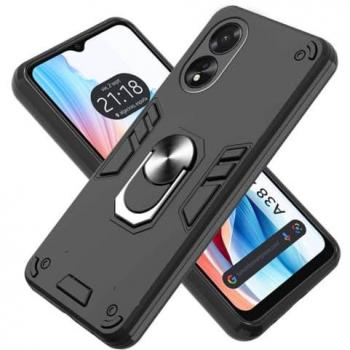 Funda Tough Armor Negra con Anillo Giratorio para Oppo A38 4G