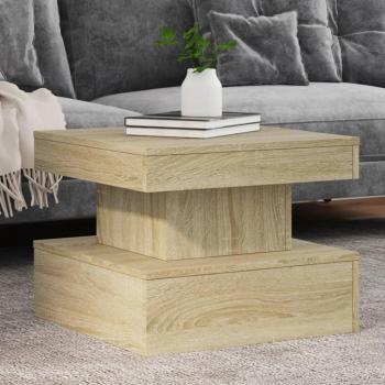 Mesa de centro Sonoma con patas de metal y luces LED, roble, 50x50x40 cm