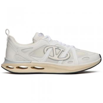 Valentino Garavani Men's Vlogo Easyjog White/Grey Sneakers, Size 42.5 (US 9.5), Leather, Easyjog Collection