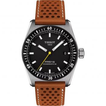 Tissot PR516 Powermatic 80 Automatic Men's Watch with Brown Leather Strap