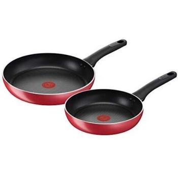 Juego de Sartenes Antiadherentes de Aluminio Ø 24/28 cm, 2 Piezas, Batería para Inducción, Gas y Horno con Indicador de Cocción Thermo-Signal y As