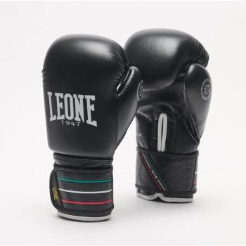 Leone 1947 Flag Style Artificial Leather Boxing Gloves Black 10 oz