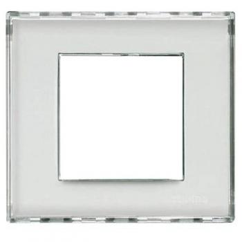 Placa Cuadrada Personalizable 2 Módulos Transparente - Bticino