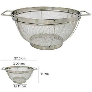 Escurridor Malla Acero Inoxidable Con Asas Ø 22 cm.