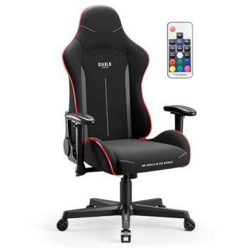 Silla Gaming Diablo X-Starter LED Ergonómica Negra con Apoyabrazos 2D y Mecanismo de Inclinación
